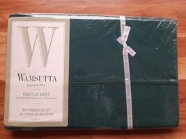 VTG Wamsutta Supercale Plus No Iron KING Flat Sheet Hunter Green NIP  - £36.27 GBP