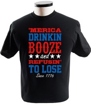 Merica Drinking Booze And Refusin To Lose 4th Of July Shirt - £13.54 GBP+