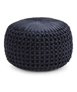 Renee Navy Round Pouf - Stylish Footstool &amp; Ottoman - €112,38 EUR