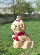Quality Glass SHIH TZU Brown/White III Blown Glass Dog Christmas Ornament - £11.93 GBP