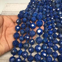 1 Strand,10mm-16mm, Facetted Round Lapis Lazuli Beads Strand @Afghanista... - £55.06 GBP