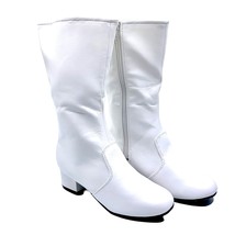 StylePlus Nancy High Calf Boots Field Parade White Full Zip Size 2.5 Block Heel - £27.85 GBP