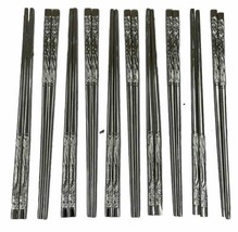 X 10 Paires Acier Inoxydable Déguisement 8” Chopsticks Relief Floral (20 Chop - £13.15 GBP