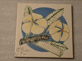 Maui Floral Flowers Hand-Painted Ceramic Porcelain Tile Trivet Decor 8&quot; - $39.60