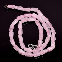 Natural Rose Quartz Gemstone Cone Smooth Beads Necklace 17&quot; UB-3501 - £8.59 GBP