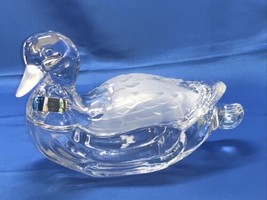 Crystal Glass Industries Duck Clear &amp; Frosted Dish With Lid 24% Lead W. Germany - £27.20 GBP