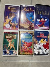 Walt Disney VHS Lot of 6 Classic, Bambi Fantasia Etc Pictures&amp; Home Video Movies - £6.15 GBP