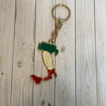 Italy Boot Shaped Green White Red Gold Key Chain - $13.82