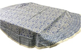 Vintage B. Altman &amp; Co. Nat Raj Blue White Floral Round Tablecloth - 66”... - $273.47 MXN