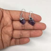 19.5cts,1.3&quot;Gorgeous Natural Rough Amethyst Silver Plated Earring @Brazi... - $10.00