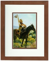 Howdy Terri Moyers Western Cowgirl Riding a Horse Double Matted &amp; Framed - £35.19 GBP