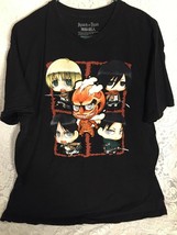 Attack on Titan Chibi Men&#39;s Graphic Sleeved T-Shirt XL Black Japanese An... - $15.61