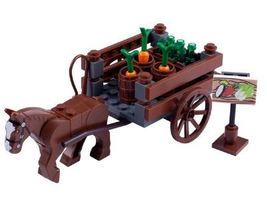 Medieval Mini Bricks Ox Cart Carriage Equipment Carrots Bottles Toys Kid... - £10.88 GBP