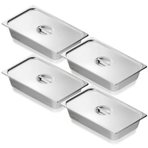VEVOR 4 Pack Hotel Pans, Full Size Anti-Jam with Lid, Stainless Steel, 4... - $69.99
