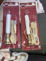 Lot of 2 Christmas Candle Lamps Electric, Brass Plated Base, Darice - £7.47 GBP