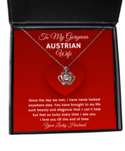 Austrian Wife Necklace Gifts - Crown Pendant Jewelry Valentines Day Present  - £40.05 GBP