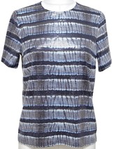 MICHAEL MICHAEL KORS T-Shirt Top Sequin Tie-Dyed Navy Blue Short Sleeve ... - £55.90 GBP