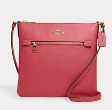 New Coach C1556 Rowan File Bag Crossgrain Leather Strawberry Haze - £87.44 GBP