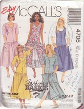 Mc Call's 1990 Pattern 4705 Sizes 12/14 Misses' Jumper, Dress In 4 Variations - $3.00