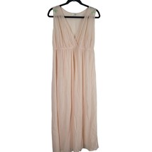 Vintage 70&#39;s Jolie Two Lingerie Slip Dress L Womens Pink Sheer Maxi V Neck - £24.94 GBP