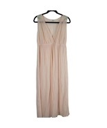 Vintage 70&#39;s Jolie Two Lingerie Slip Dress L Womens Pink Sheer Maxi V Neck - £25.20 GBP