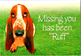 Postcard Sad Eyed Beagle Missing you Card 5.5 x 3.5 Inches - $4.95