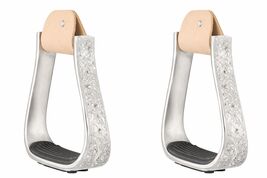 Western Show  Horse Saddle Engraved Aluminum Stirrups with Crystals Blin... - $24.74