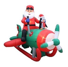 8 Foot Long Animated Christmas Inflatable Santa Airplane Penguin Jet LED Blowup - £100.22 GBP