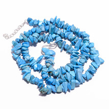 Natural Magnesite Turquoise Gemstone Uncut Beads Necklace 5-15mm 18-19.5&quot; UB7627 - £8.67 GBP