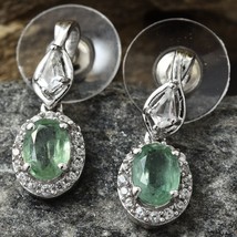 Green Kyanite, Topaz, Cam. Zircon Platinum/Sterl. Silver Dangle Earrings #JE1002 - £151.86 GBP