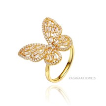 14k/18k Diamond Studded Gold Ring Golden Butterfly Starrer Ring Butterfly - £86.92 GBP