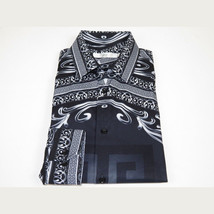 Men Sports Shirt by DE-NIKO Long Sleeves Fashion Print Soft Modal DNK6902 Black image 6