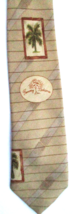 Tommy Bahama Beige Silk Neck Tie Palm Trees Stripes Herringbone Weave Ha... - £11.18 GBP