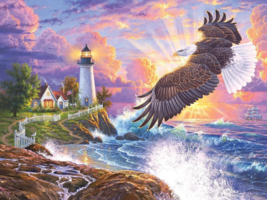 seascape beach sunrise eagle sail ship lighthouse ceramic tile mural backsplash - £47.73 GBP+