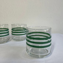 Green And White Small Striped Juice Glasses Lot of 5 - £22.21 GBP