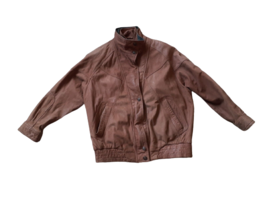 Wilson&#39;s Adventure Bound Brown Leather Bomber Jacket Size L, Brown - £31.33 GBP