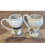 Vtg MCM Atomic Style Ceramic Mugs Set 2 Holds 6 Ozs - $18.04