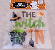New Halloween Window Gel Clings The Witch Is In Broom Hat Caldron - £11.88 GBP
