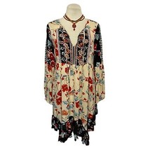 Patrons Of Peace Boho Blue Cream Floral Dress Size S - £26.21 GBP