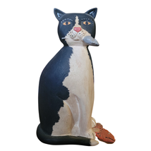 R Tate Hand Carved/ Painted Wood Cat  - £19.49 GBP