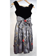 Bonnie Jean Dress Embroiled Black Gray 12 - $54.16 CAD