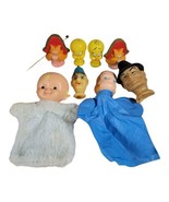 LOT OF 8 VINTAGE 1950-60&#39;s RUBBER FACE HAND PUPPETS - £30.50 GBP