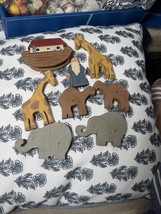 WOOD NOAH&#39;S ARK WITH ANIMALS, 2 Elephants, 2 Camels, 2 Giraffe,  Ark And... - $15.00