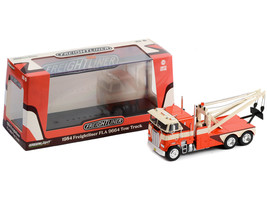 1984 Freightliner FLA 9664 Tow Truck Orange and White with Brown Graphic... - $54.39