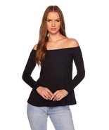 Susana Monaco Off Shoulder Long Sleeve Top In Black $138, Sz M, NWT! - €34,22 EUR