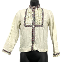 VTG Lord &amp; Taylor Beige Tunic Top Embroidered Trim Long Sleeve SMALL - £26.36 GBP