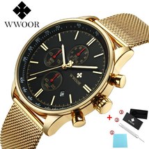WWOOR Full Steel Fashion Watches Mens 2022 Top Multifunction Sport Business Male - £39.77 GBP