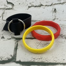 Bracelet Lot Plastic Bangles Red Yellow Black Belt Style Womens Fashion Jewelry - £11.73 GBP