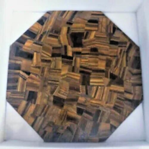 12&quot; Octagon Marble Center Table Top Tiger Eye Gemstone Inlay Mosaic Art Handmade - £235.28 GBP
