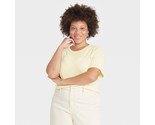 Women&#39;s Plus Size 2X Short Sleeve Rib T-Shirt Yellow - a New Day - $6.99